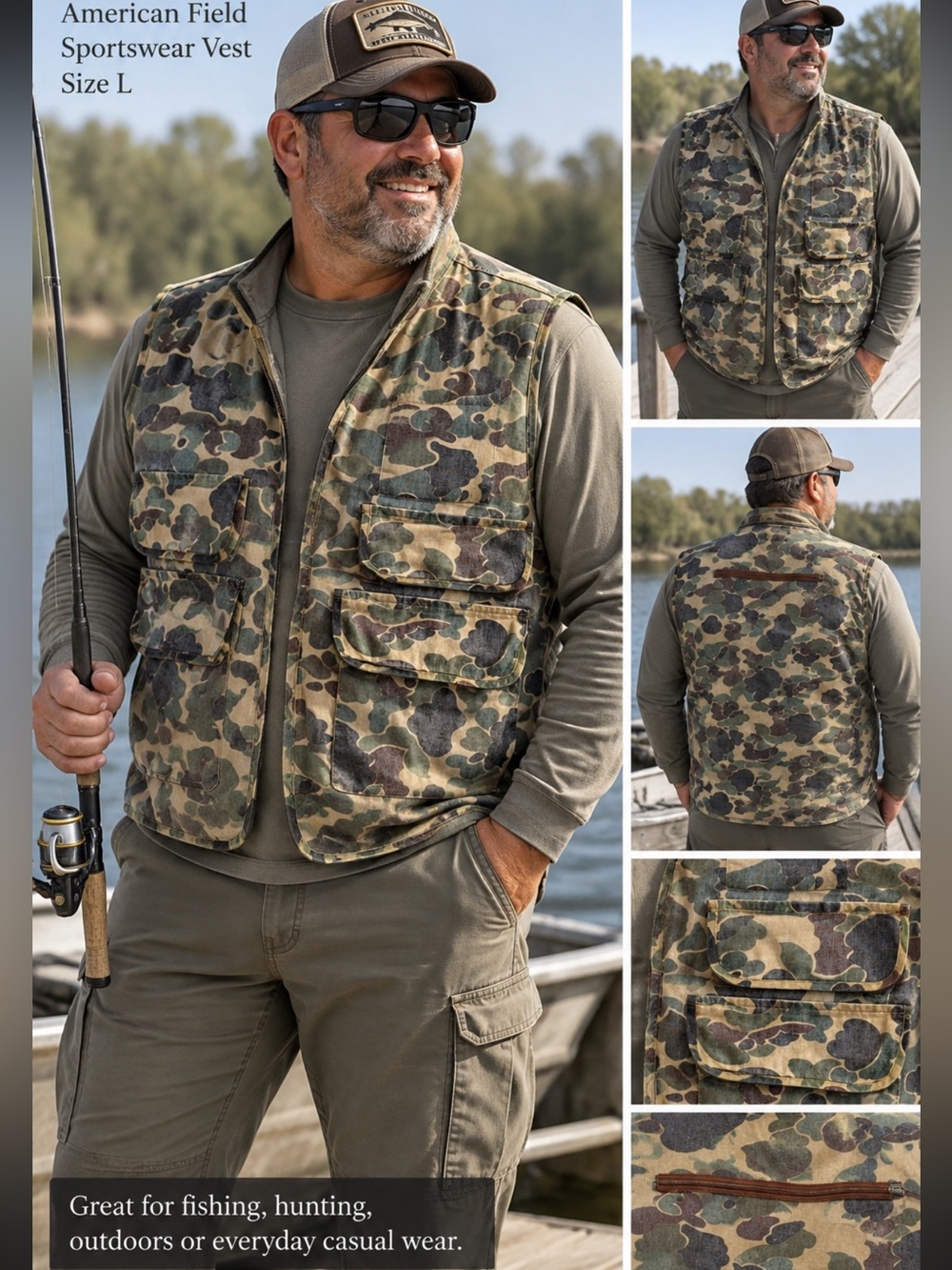 Camouflage Military , American Field sportswear Vest. L